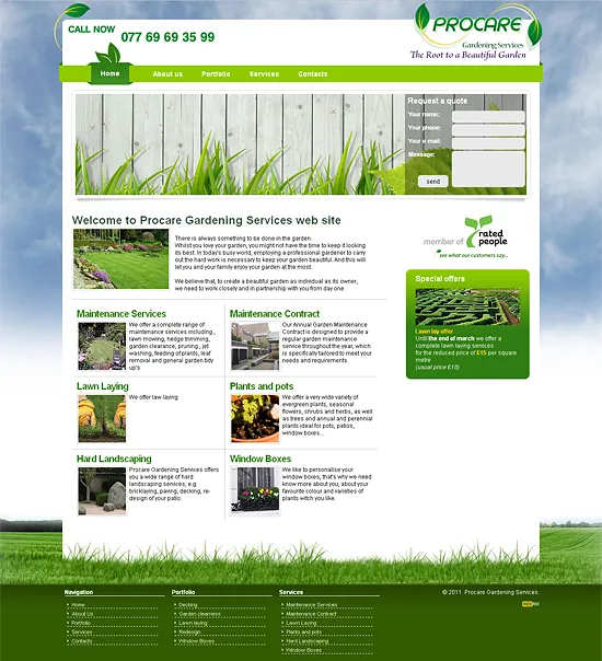 Procare Gardening Services - Начална страница